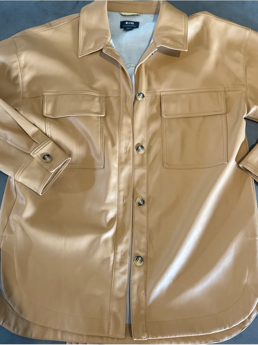 Maeve Anthropologie Men's Camel Faux Leather Shirt Jacket